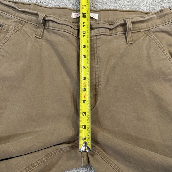 Signature Levis Strauss Chino Pants Mens 36x32 Beige Cotton Stretch Athletic Fit - Picture 4 of 9
